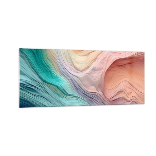 Tablou pe sticlă - Valul curcubeu - 100x40 cm
