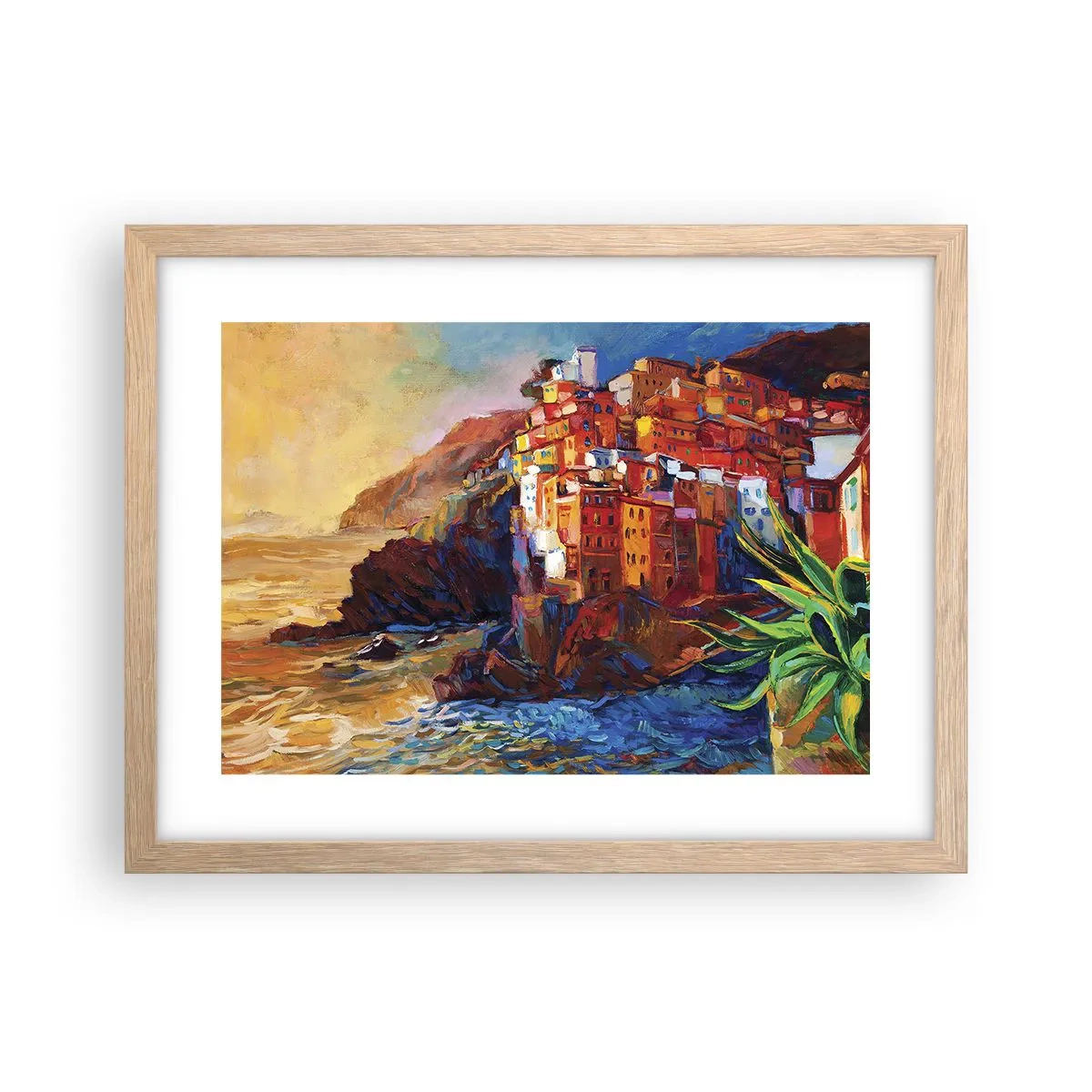 Poster în ramă de stejar deschis - Oraș italian de vis - 40x30 cm