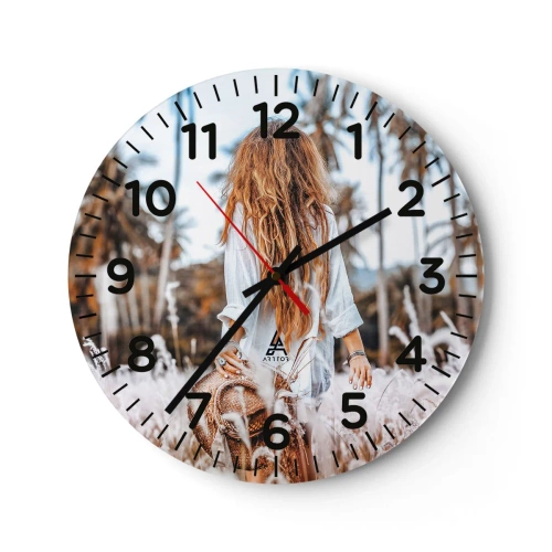 Ceas de perete - Ceas pe sticlă - Născută din puful de iarbă - 40x40 cm