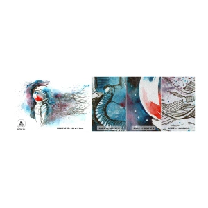 Mostră tapet Premium Sand - Singur cu cosmosul - Astronaut, Cosmonaut, Abstracția - 100x30 cm
