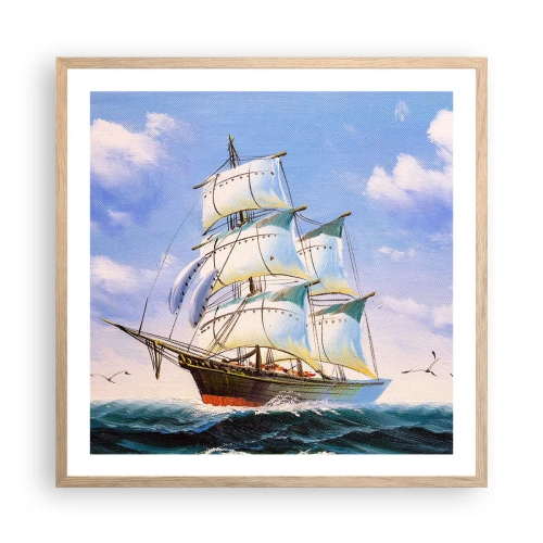 Poster în ramă de stejar deschis - Cu mândrie în vânt - 60x60 cm