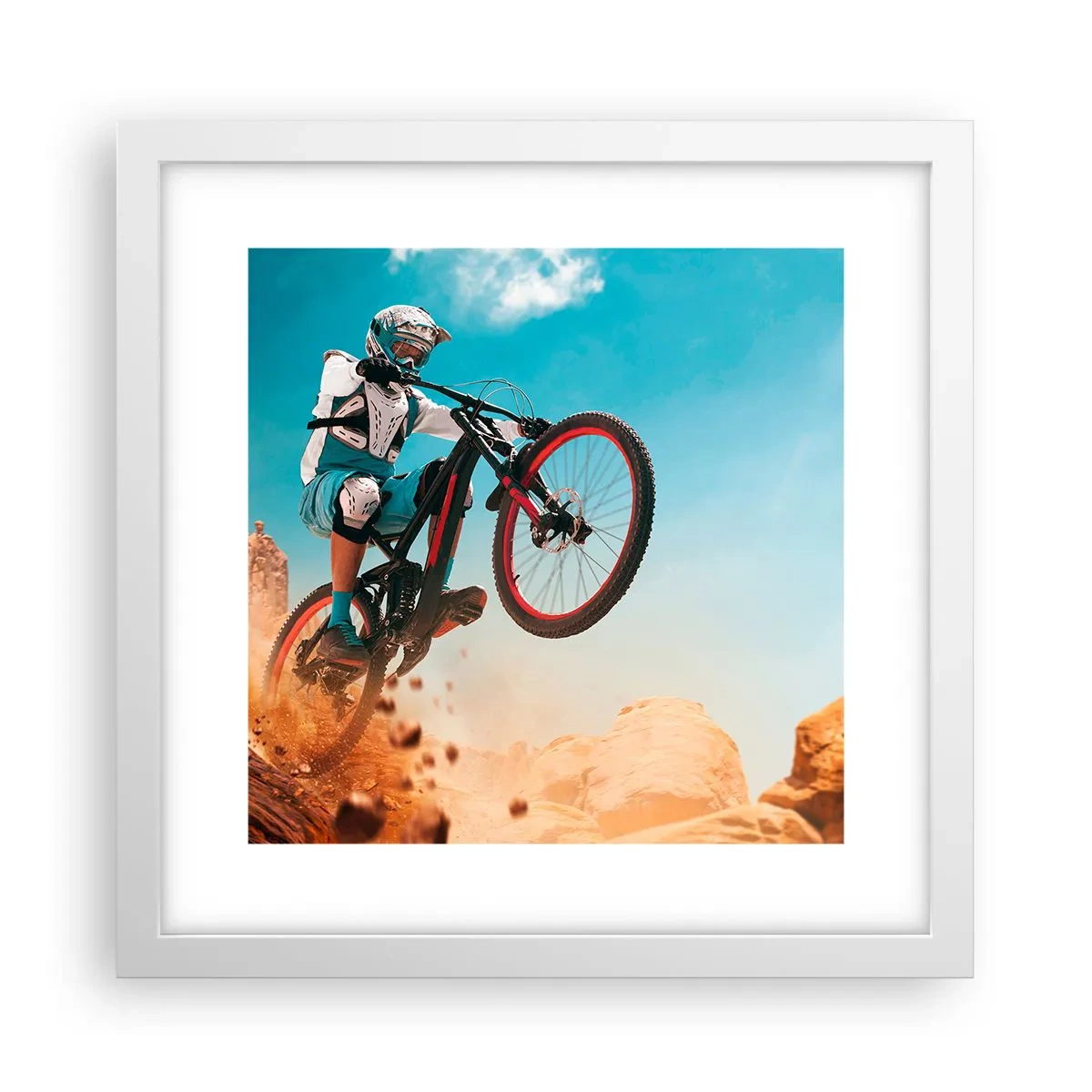 Poster în ramă albă - Nebunia demonului bicicletei - 30x30 cm