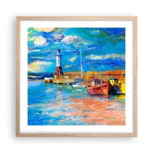 Poster în ramă de stejar deschis - După-amiază în golful de curcubeu - 50x50 cm