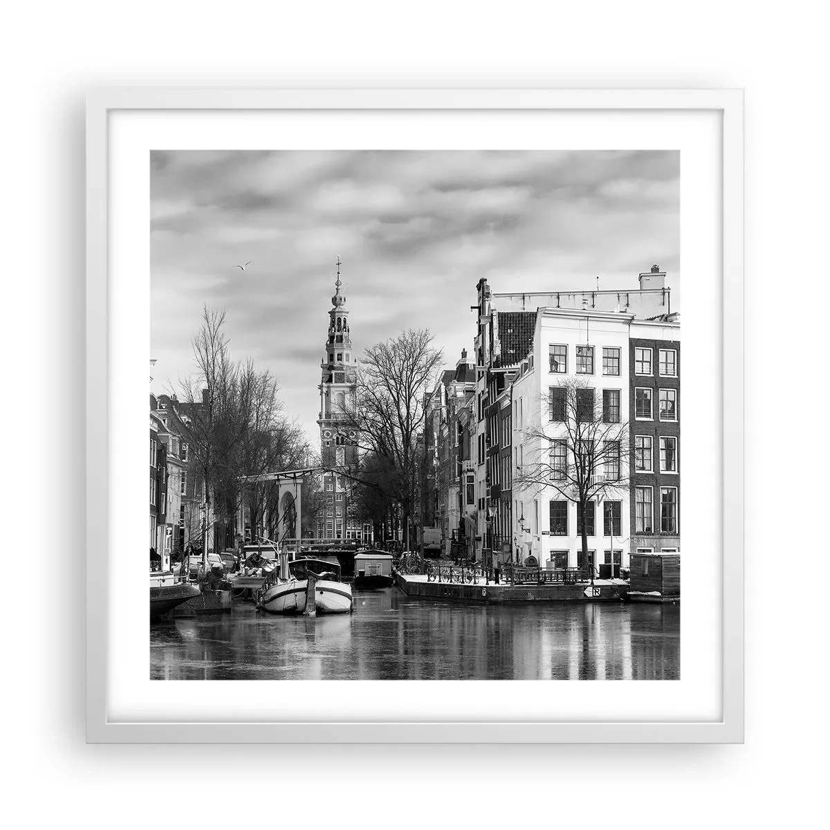 Poster în ramă albă - Amsterdam vibes - 50x50 cm