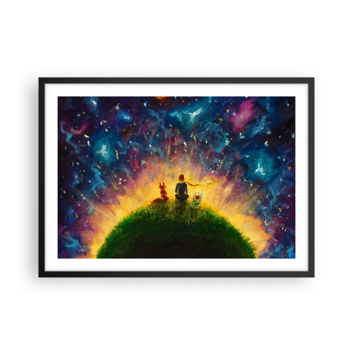 Poster în ramă neagră - Dragoste și prietenie - întreaga lume - 70x50 cm