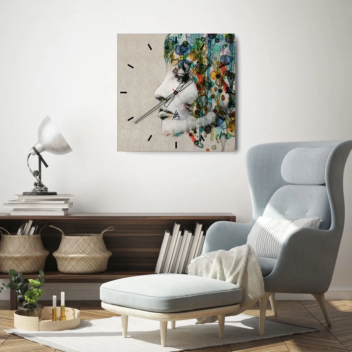 Ceas de perete - Ceas pe sticlă - A ieșit din cenușiu - 40x40 cm