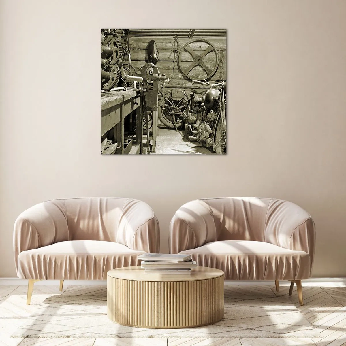 Tablou pe sticlă - În șopronul unchiului Vlad - 50x50 cm