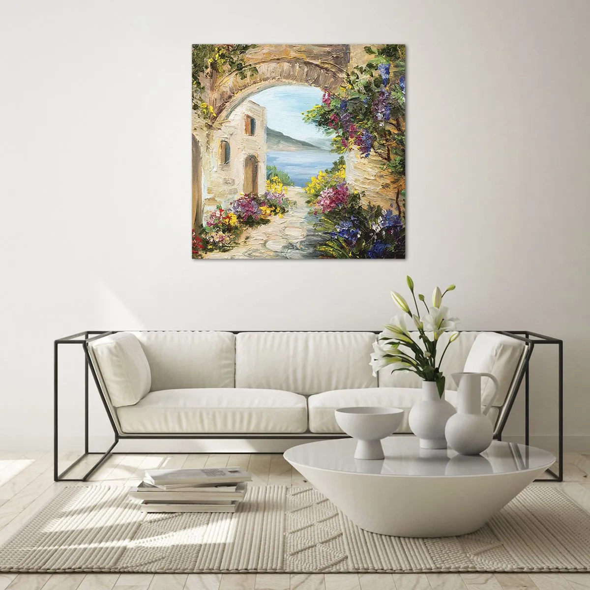 Tablou pe sticlă - Farmecul peisajului de coastă - 30x30 cm