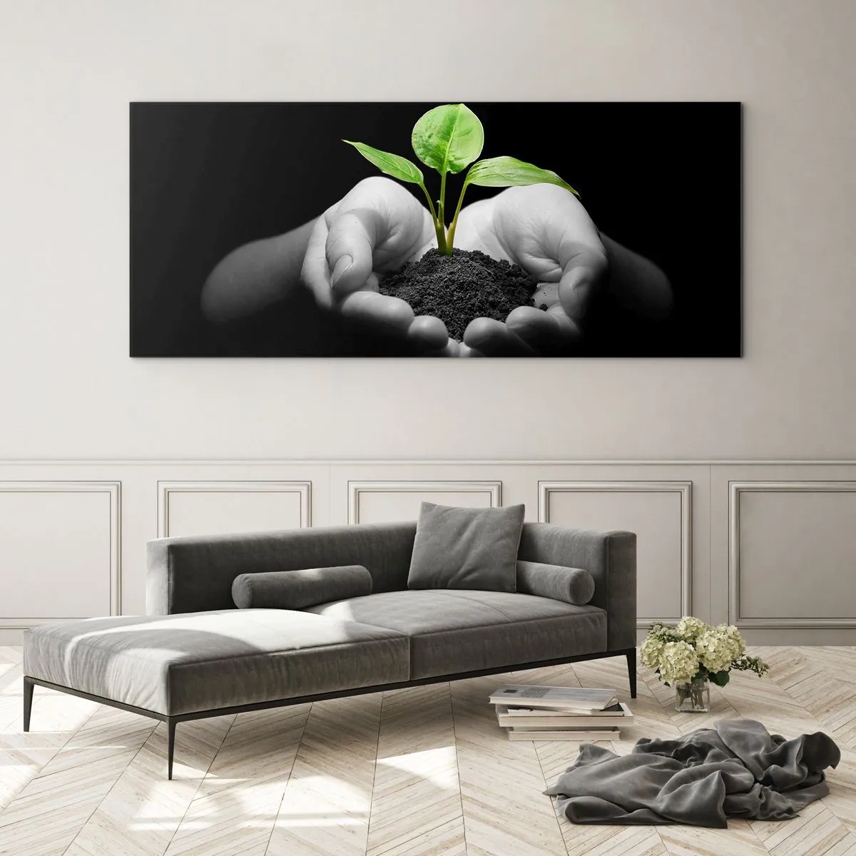 Tablou pe sticlă - Iubesc natura, o protejez - 100x40 cm