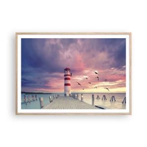 Poster în ramă de stejar deschis - Să ne întoarcem în port - 100x70 cm