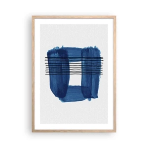 Poster în ramă de stejar deschis - Compoziție albastru-negru - 50x70 cm