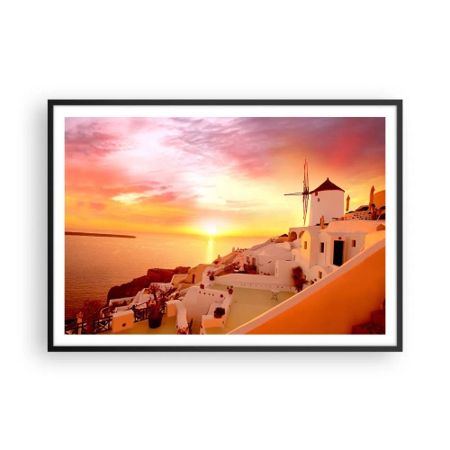 Poster în ramă neagră - Dizolvându-se în alb și auriu - 100x70 cm