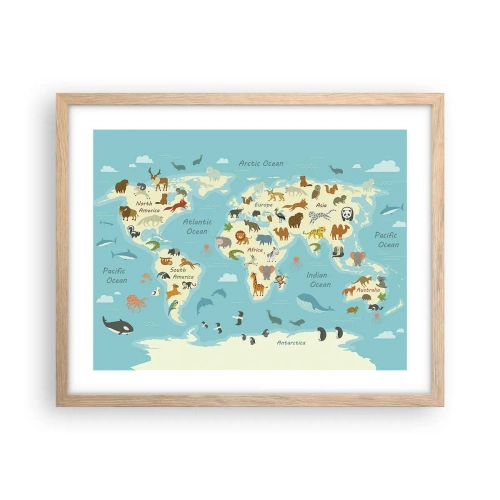 Poster în ramă de stejar deschis - Vecini buni - 50x40 cm