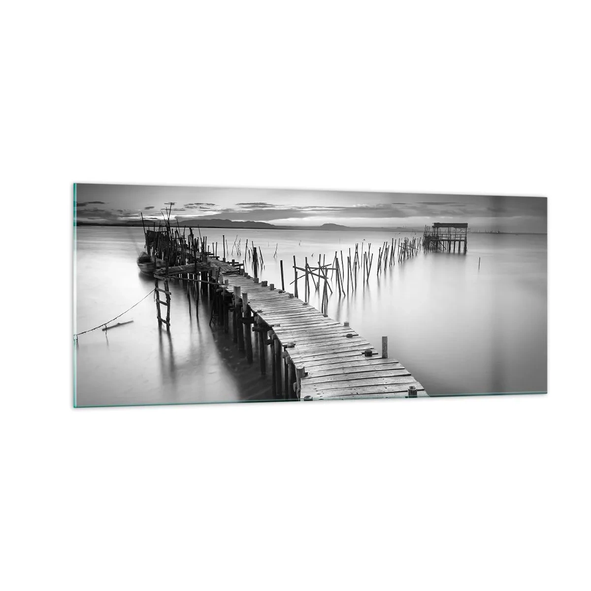 Tablou pe sticlă - Liniștea unui țărm uitat - 100x40 cm