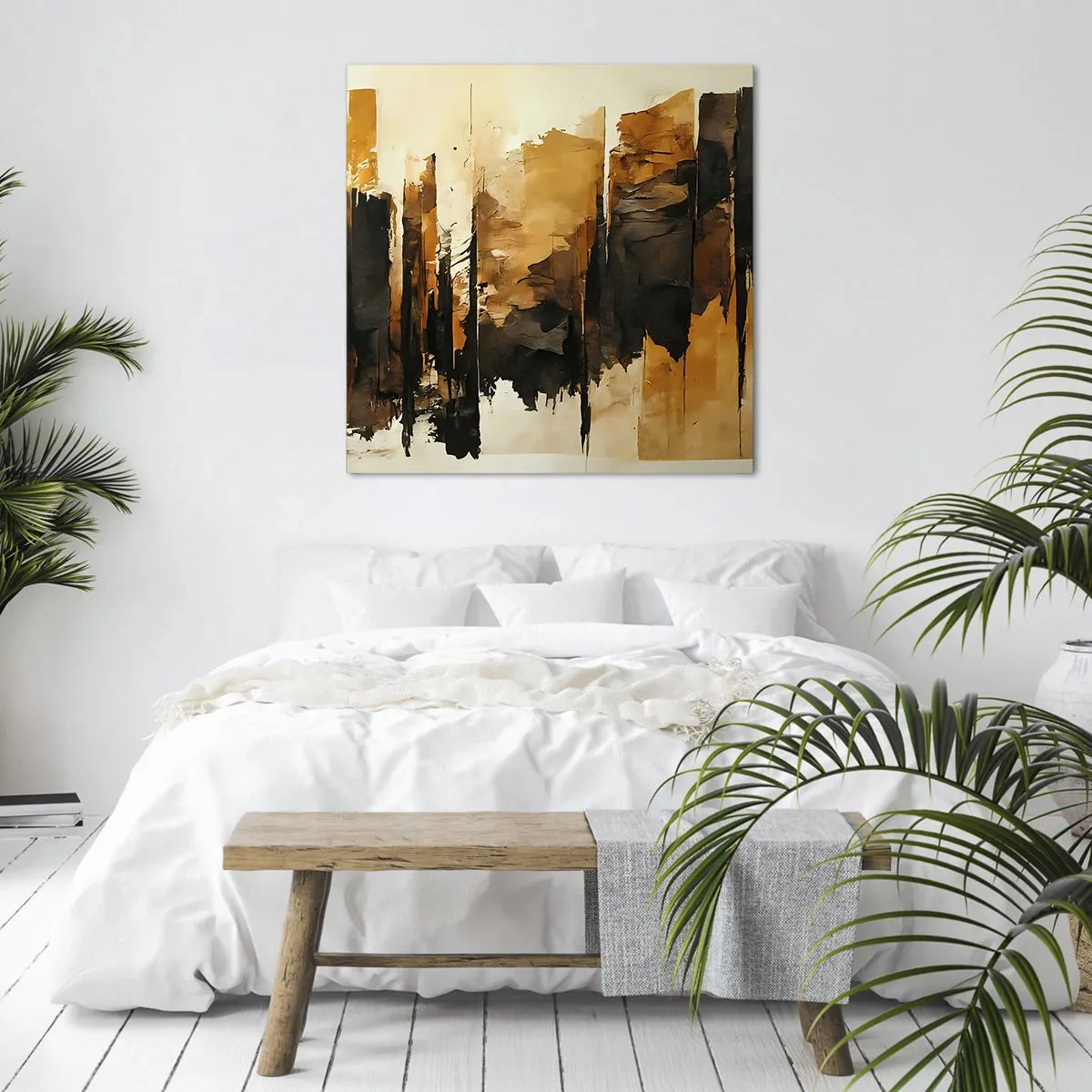 Tablou pe pânză - Armonie de negru și auriu - 30x30 cm