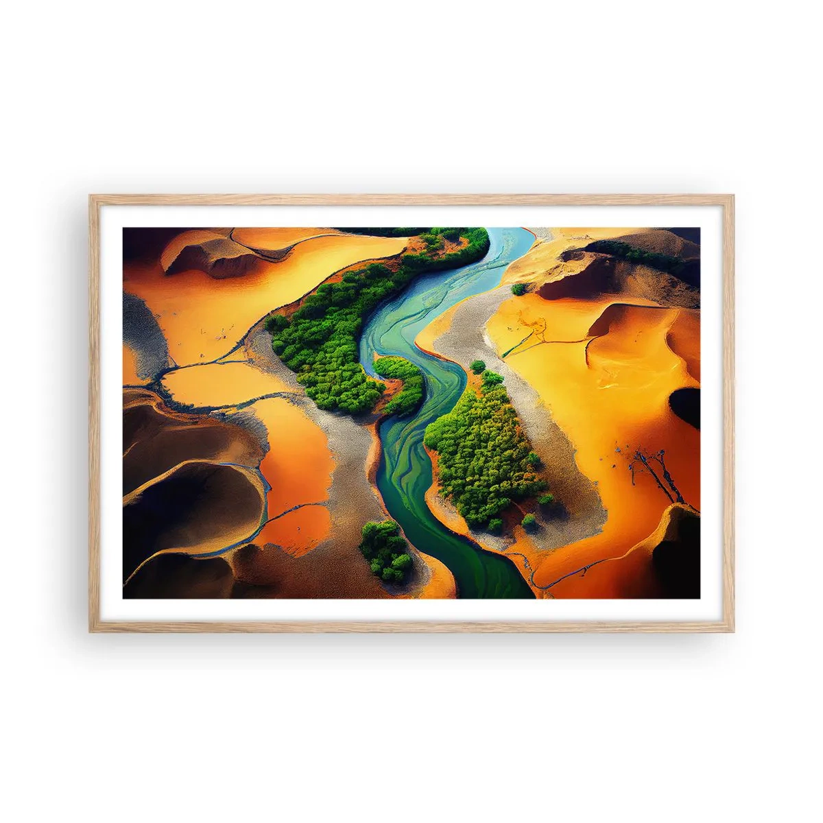Poster în ramă de stejar deschis - Râul care dă viață - 91x61 cm