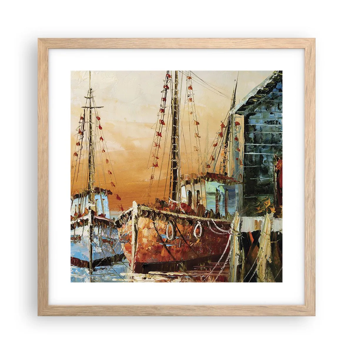 Poster în ramă de stejar deschis - Întoarcere pașnică - 40x40 cm