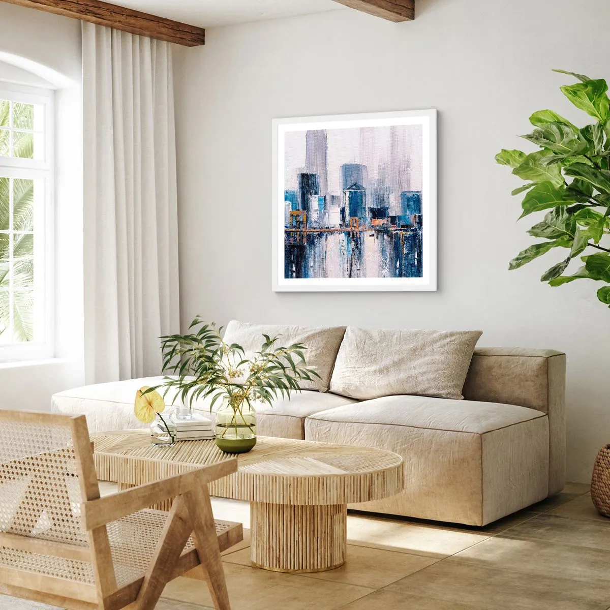 Poster în ramă albă - Impresie de New York - 40x40 cm