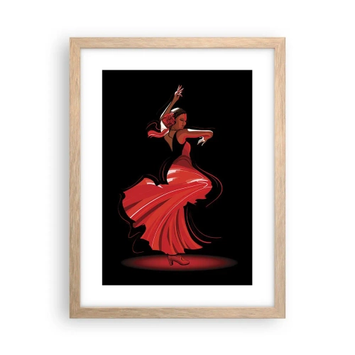 Poster în ramă de stejar deschis - Spiritul înflăcărat al flamenco-ului - 30x40 cm