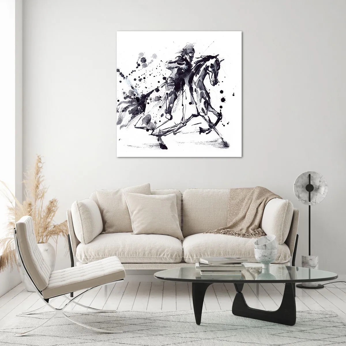 Tablou pe sticlă - Cavalerul negru - 70x70 cm