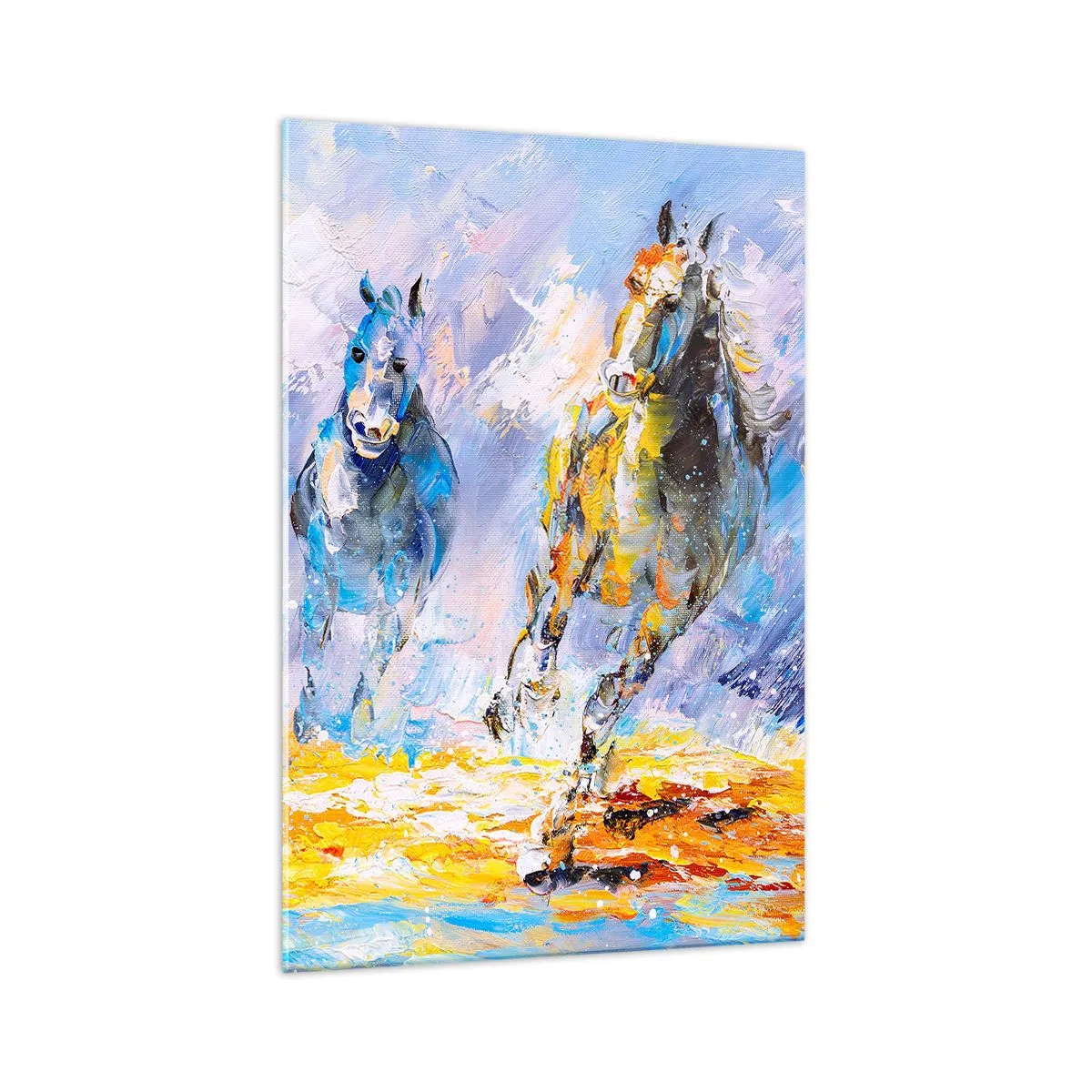 Tablou pe sticlă - Galopând prin strălucire - 70x100 cm