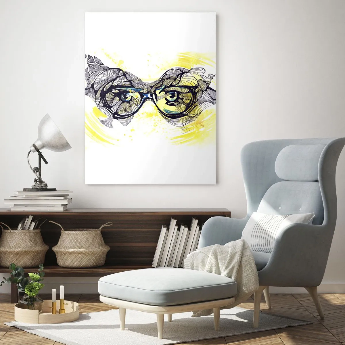 Tablou pe sticlă - Prin ochelari albaștri - 50x70 cm