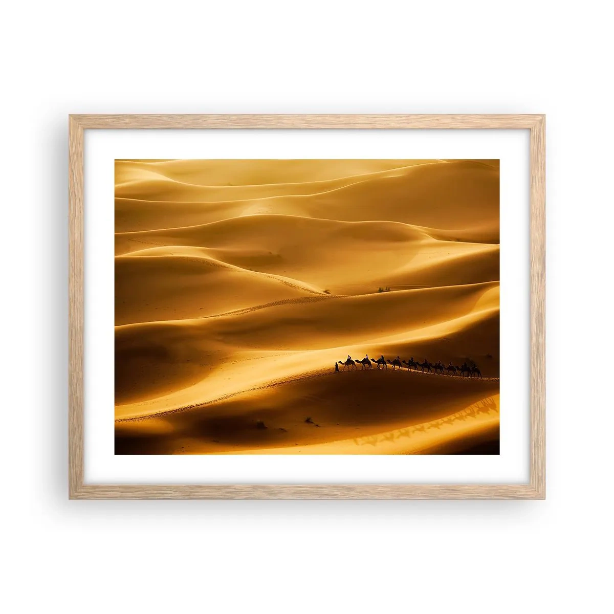 Poster în ramă de stejar deschis - Caravana pe valurile deșertului - 50x40 cm