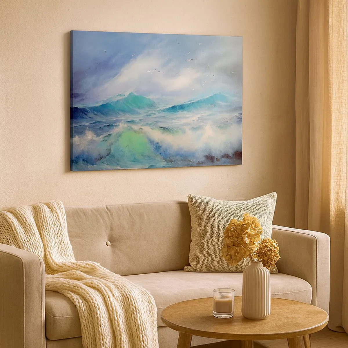 Tablou pe pânză Canvas - Valuri aspre pe ocean - 70x50cm - Vârtejul a gemut de triumf... - Decorațiune modernă pentru perete pentru living și dormitor ARTTOR