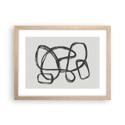 Poster în ramă de stejar deschis - Abstracție în buclă - 40x30 cm