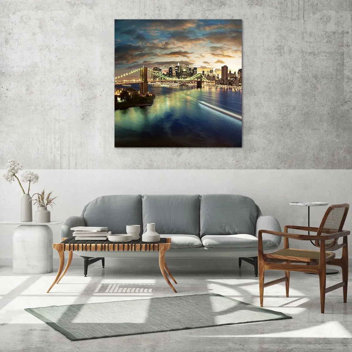 Tablou pe sticlă - O seară luminată deasupra Manhattan-ului - 30x30 cm