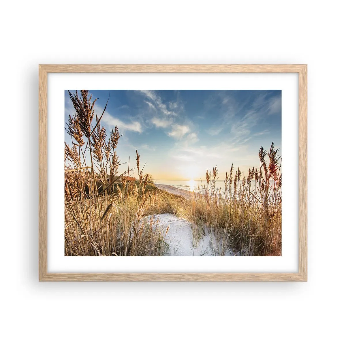 Poster în ramă de stejar deschis - Plaja de nord - 50x40 cm