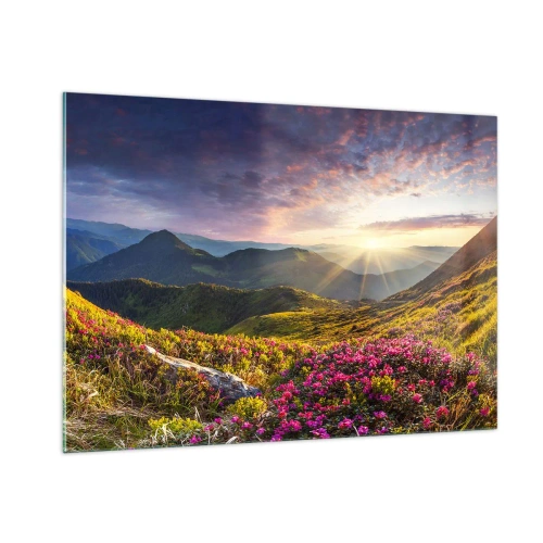 Tablou pe sticlă - Prospețimea unei dimineți de munte - 100x70 cm