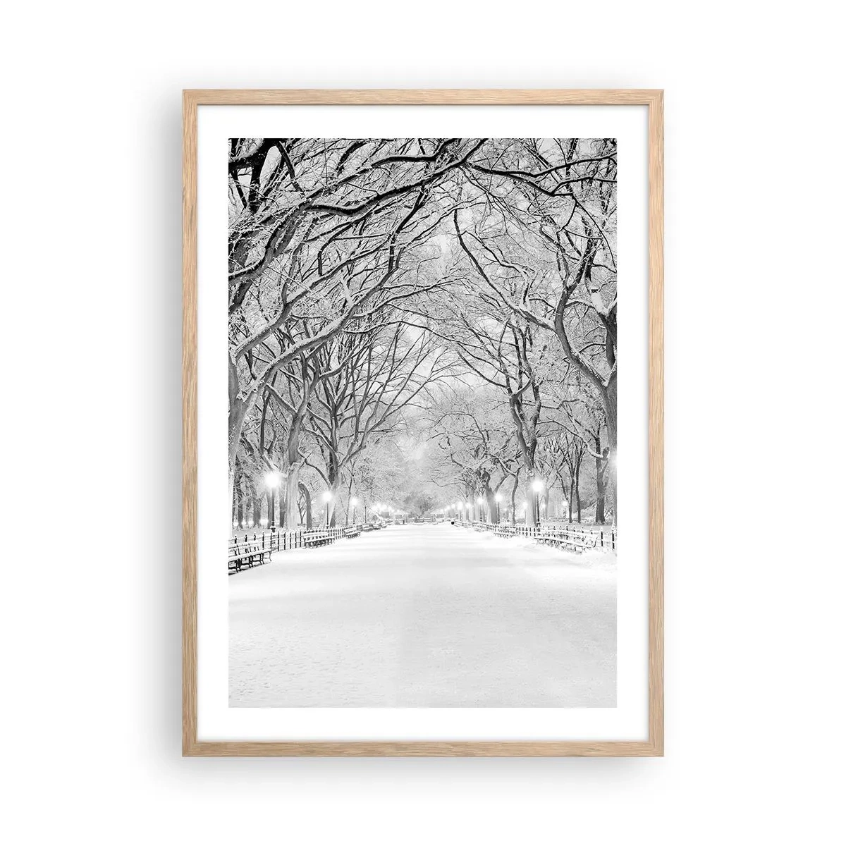 Poster în ramă de stejar deschis - Cele patru anotimpuri – iarna - 50x70 cm