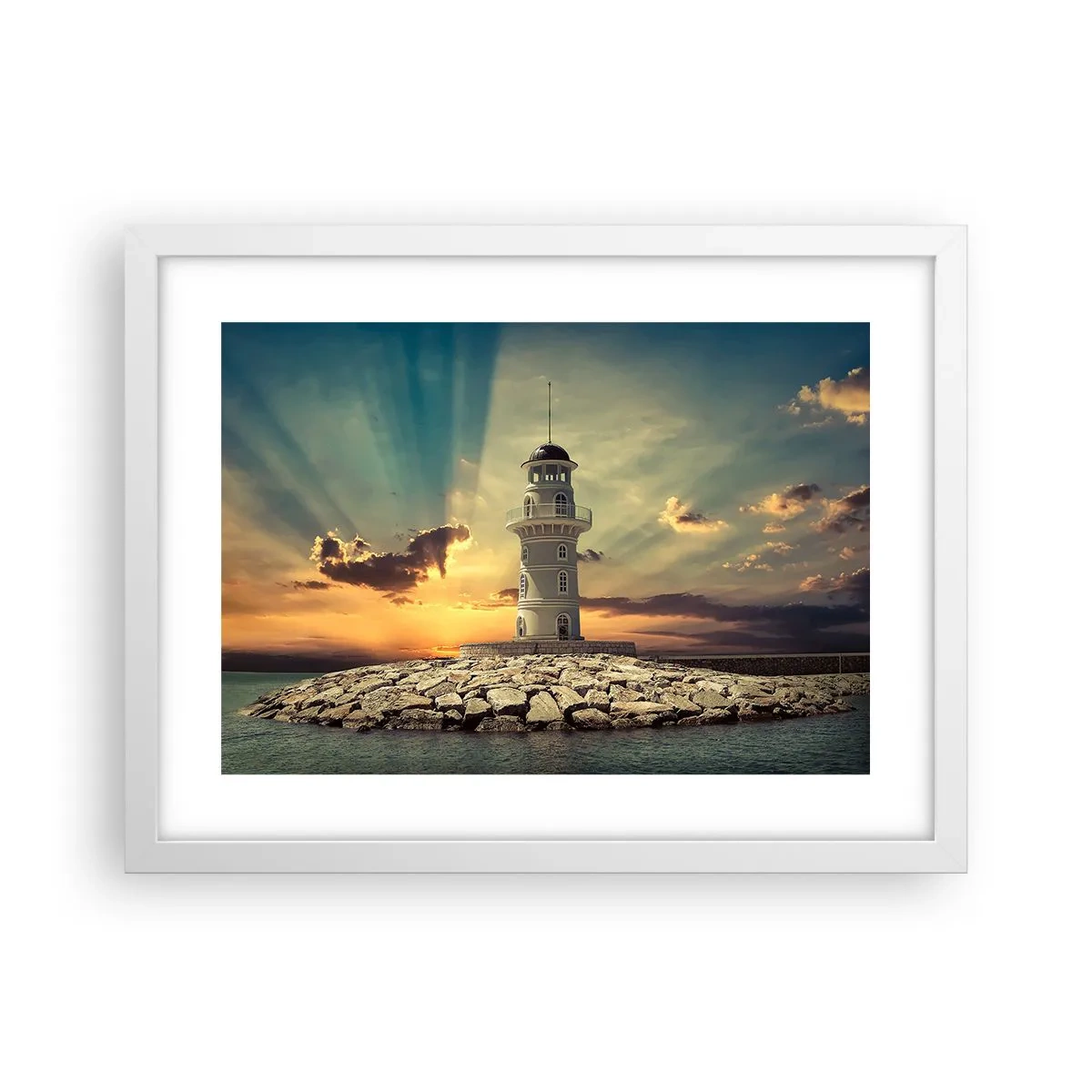 Poster în ramă albă - Lumină - Bunătate - Frumusețe - 40x30 cm