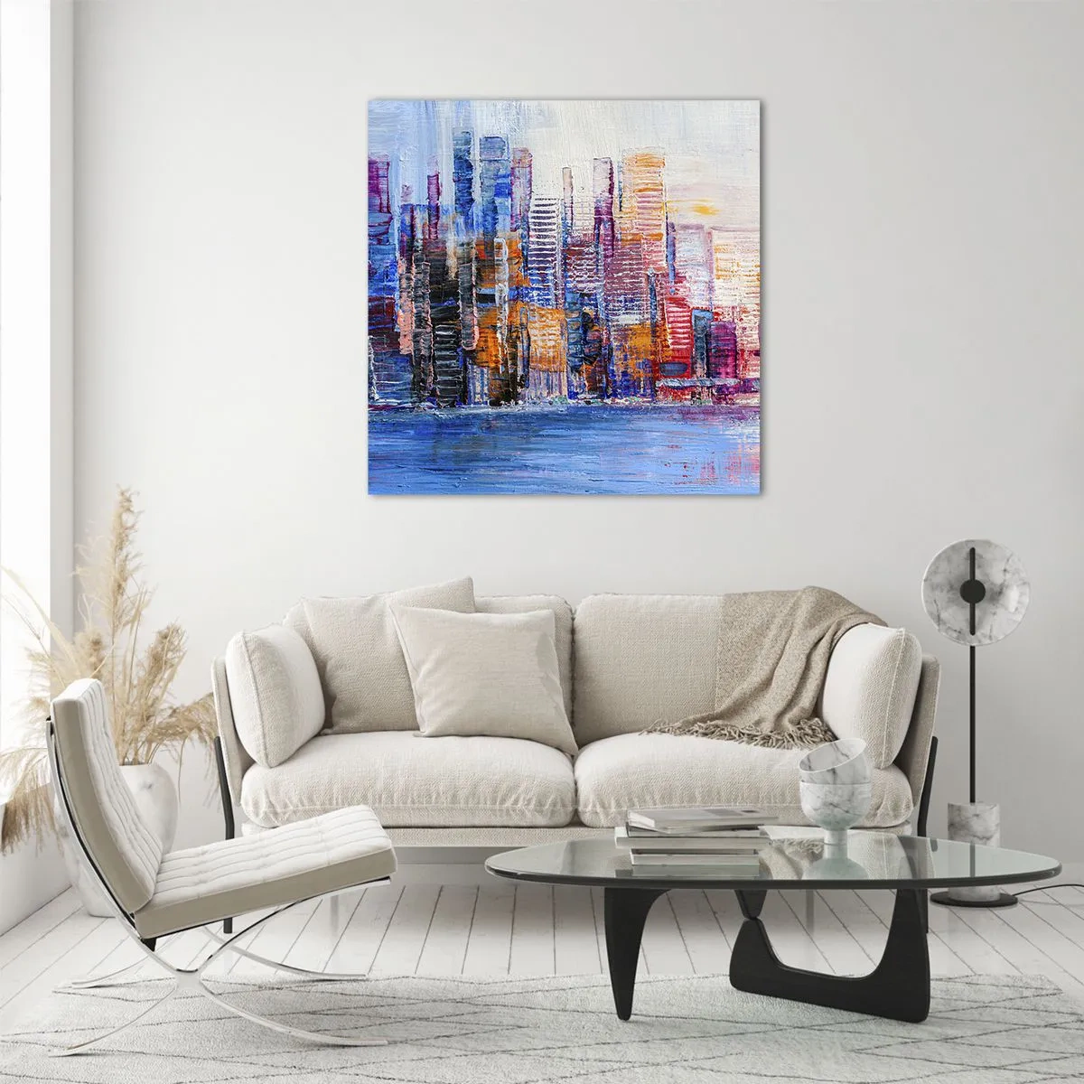 Tablou pe sticlă - O metropolă veselă - 60x60 cm