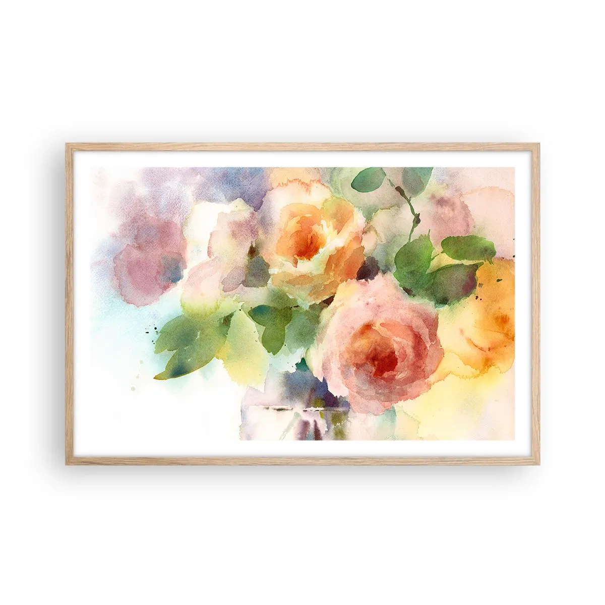 Poster în ramă de stejar deschis - Delicat ca o acuarelă - 91x61 cm