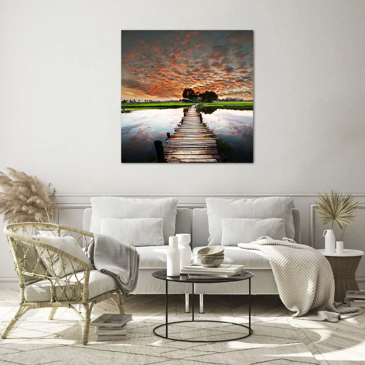 Tablou pe sticlă - Întindeți brațele - respirați  - 40x40 cm