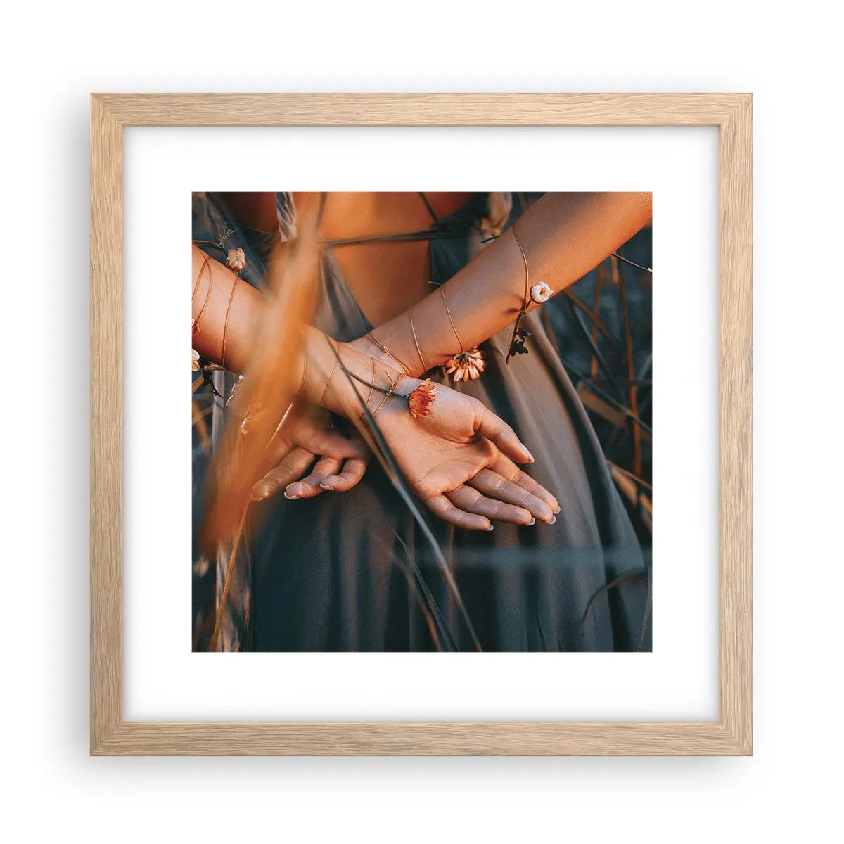 Poster în ramă de stejar deschis - Legată de natură - 30x30 cm