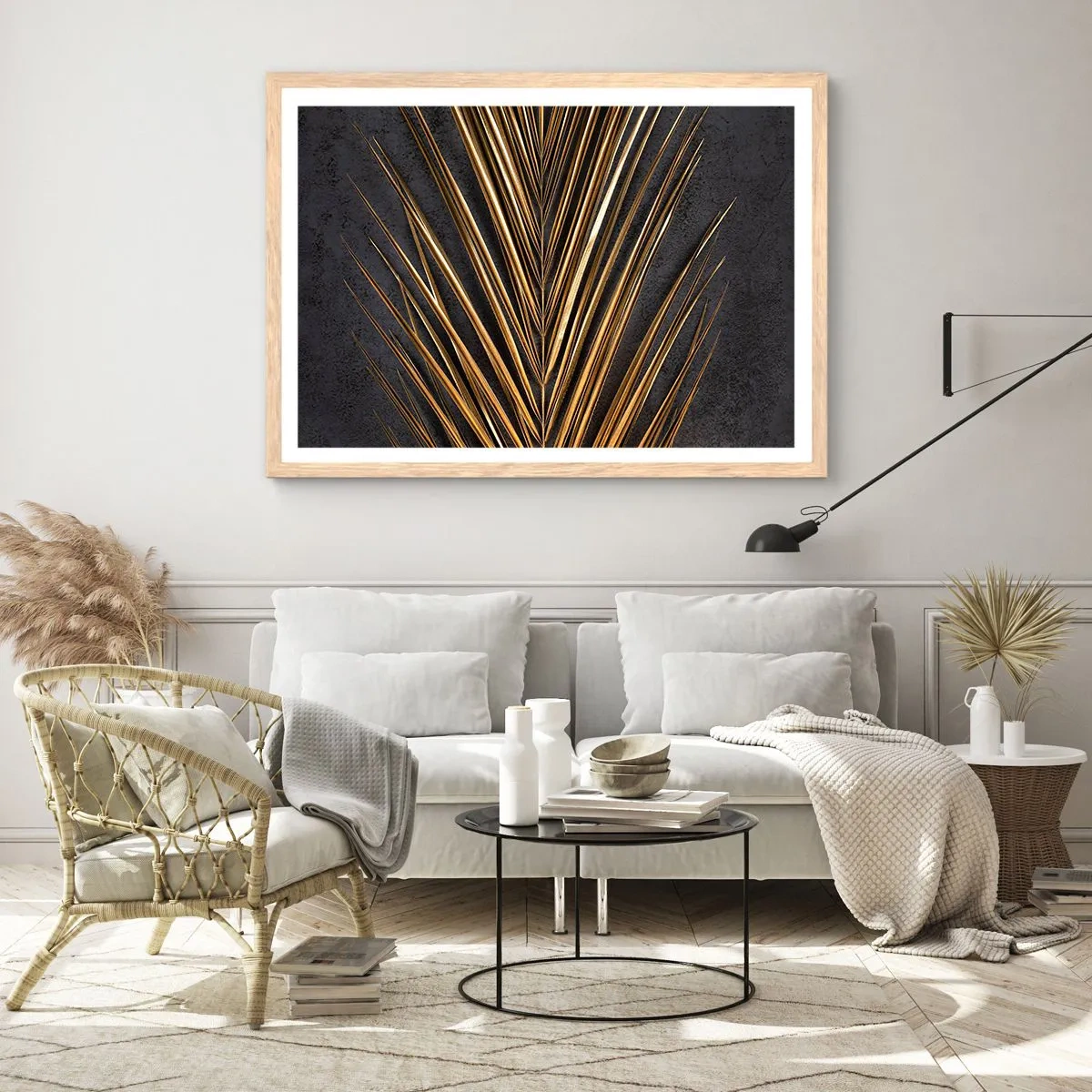 Poster în ramă de stejar deschis - Aur tropical - 50x40 cm