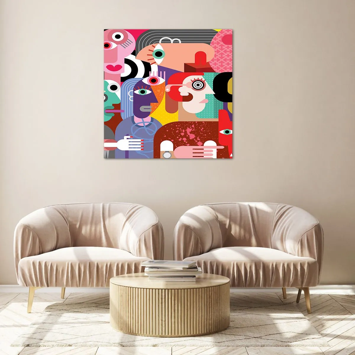 Tablou pe sticlă - Am venit de la domnul Picasso - 30x30 cm