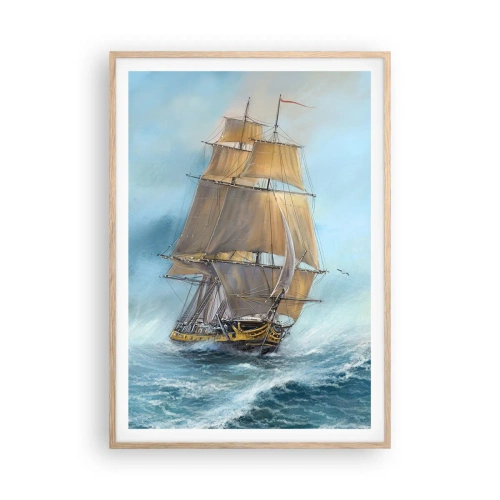 Poster în ramă de stejar deschis - Rulează pe valuri - 70x100 cm