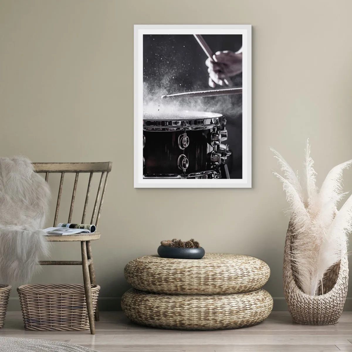 Poster în ramă albă - Pulsul muzicii - 70x100 cm