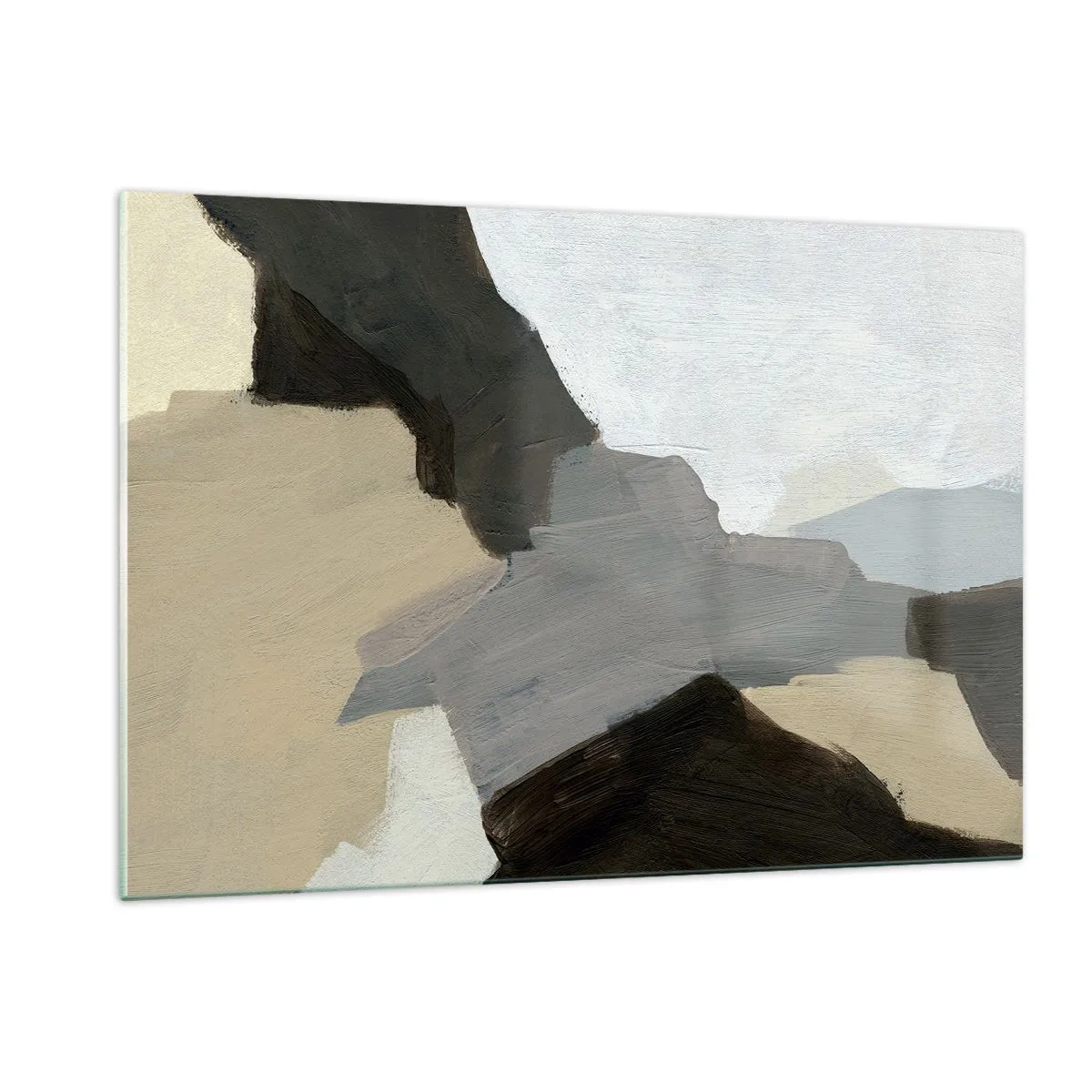 Tablou pe sticlă - Abstracție: despărțirile griului - 120x80 cm