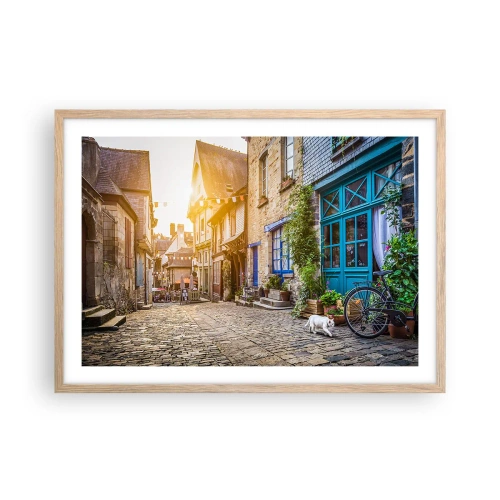 Poster în ramă de stejar deschis - Fantoma albă a orașului - 70x50 cm
