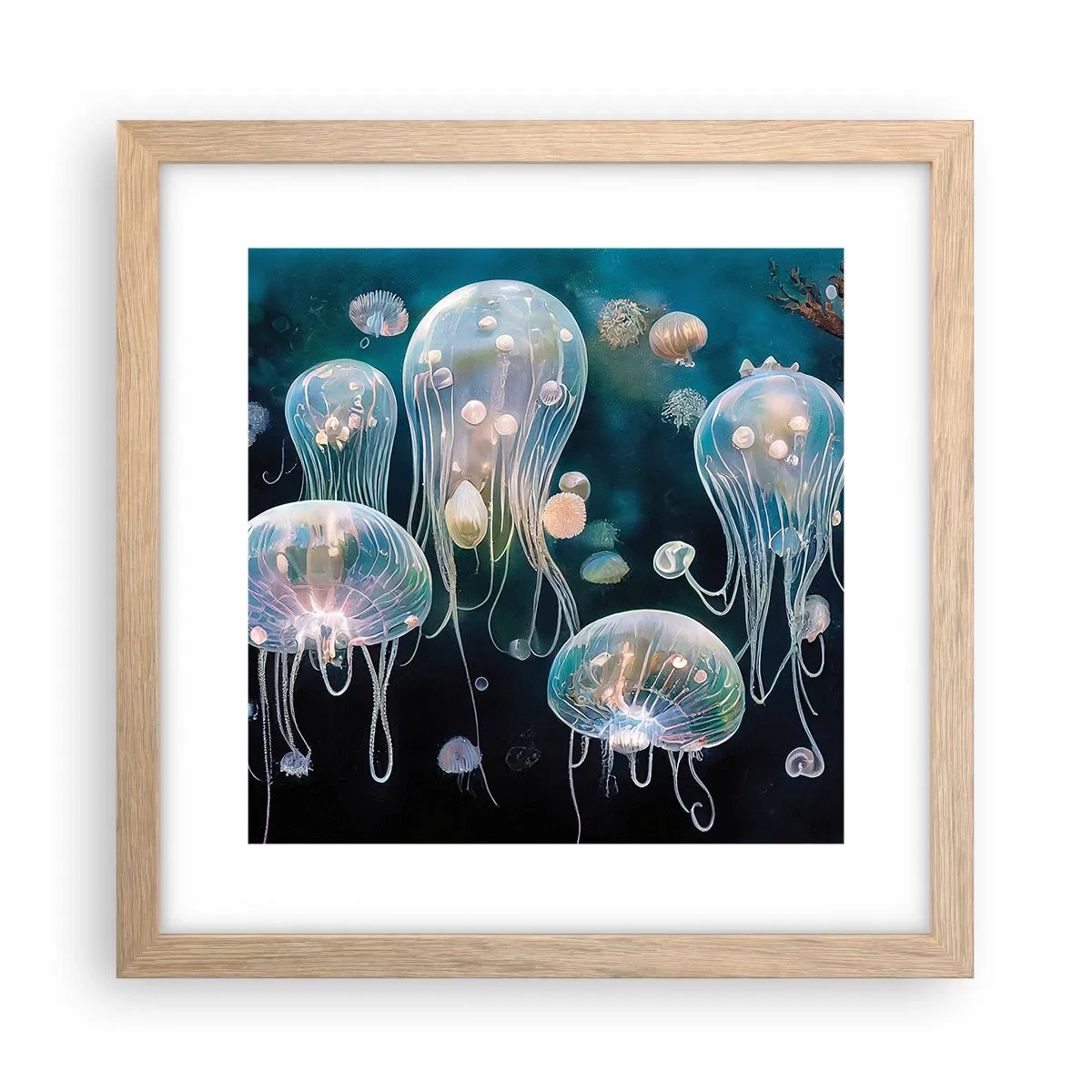 Poster în ramă de stejar deschis - Balul subacvatic - 30x30 cm