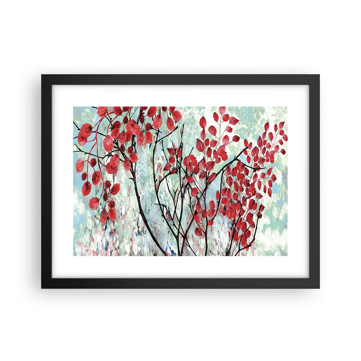 Poster în ramă neagră - Arbore în stacojiu - 40x30 cm