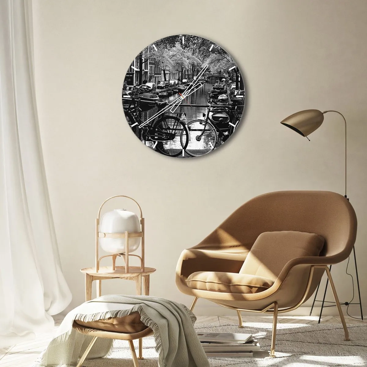 Ceas de perete - Ceas pe sticlă - O perspectivă foarte olandeză - 30x30 cm