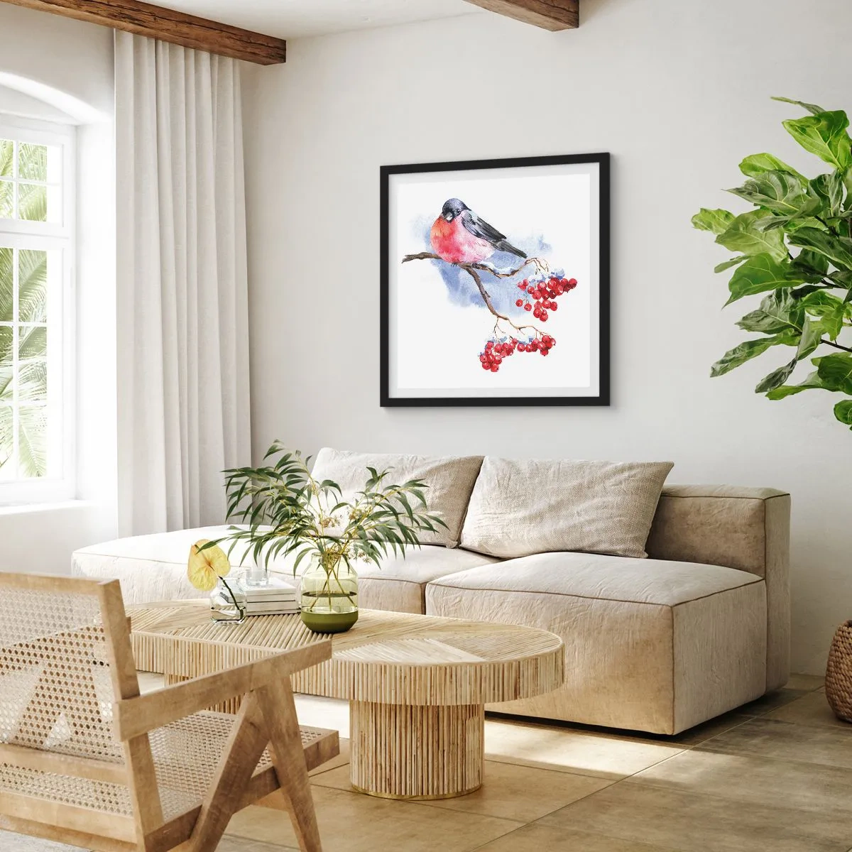 Poster în ramă neagră - Iarna în culori - 60x60 cm