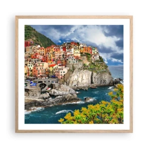 Poster în ramă de stejar deschis - Îmbrățișați de stânci - 60x60 cm