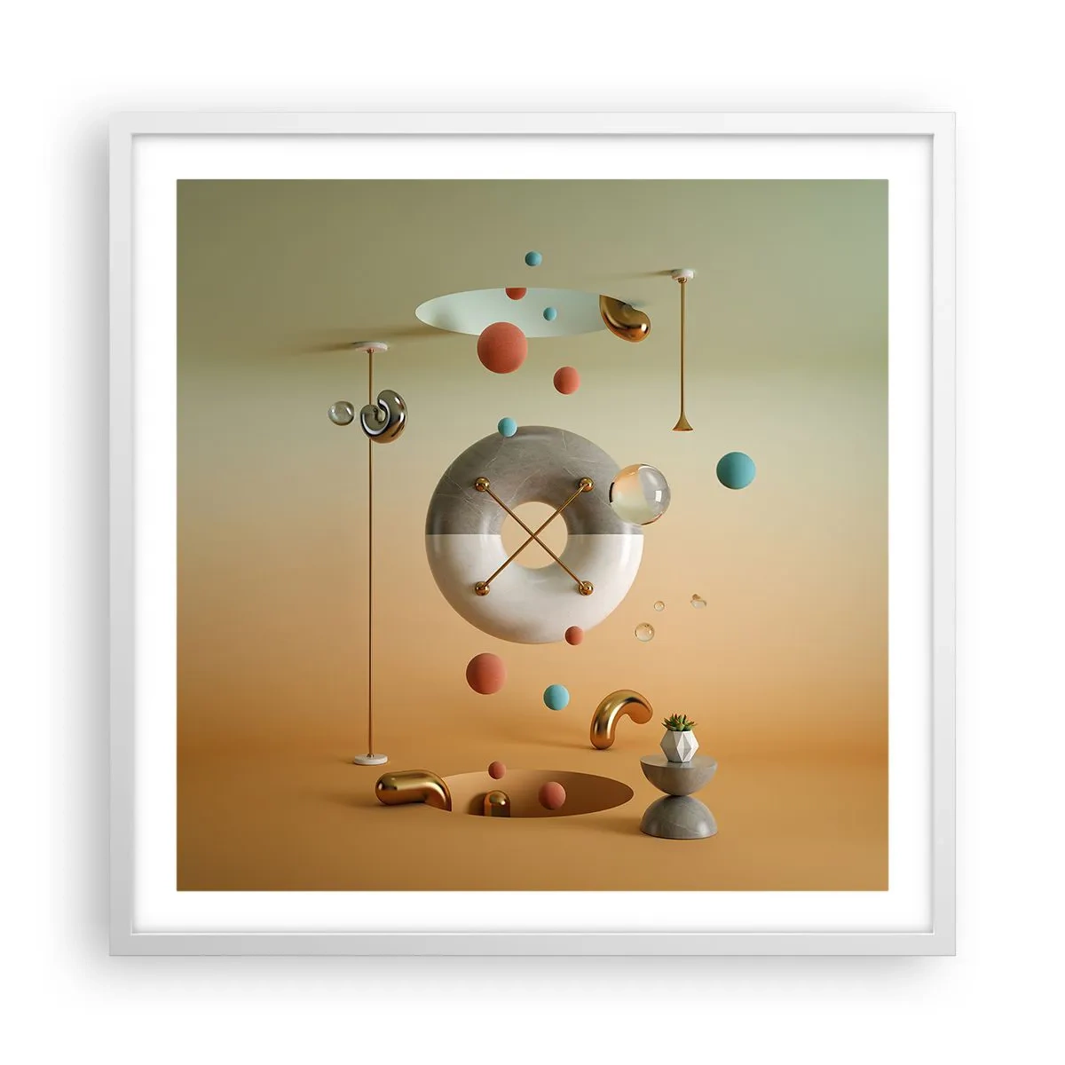 Poster în ramă albă - Orice se poate întâmpla - 60x60 cm